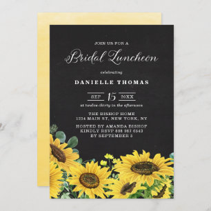 Convites Rústico Chalkboard Sunflower Bridal Luncheon