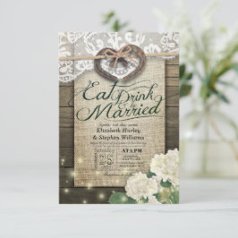 Convites Rústico Colar de Ferradura Lace Comer Bebida Casar
