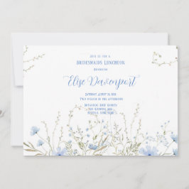 Convites Rústico Dusty Blue Wildflower Bridesmaids Luncheon