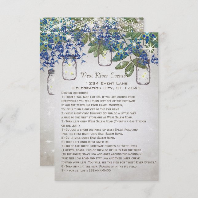 Convites Rústico e Romântico Mason Jar Sob as Estrelas (Frente/Verso)