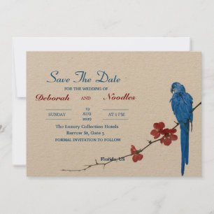 Convites rústico Elegante e único passarinho save the date