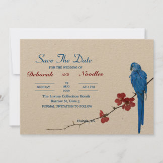 Convites rústico Elegante e único passarinho save the date