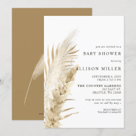 Convites Rústico Gênero Neutro Boho Pampas Chá de fraldas I