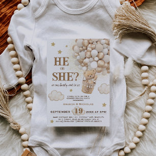 Convites Rústico Gênero Revela Balões de Urso de Teddy