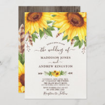 Rústico Girassóis Boho Watercolor Casamento