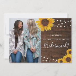 Convites Rústico Girassóis Luzes de Bridesmaid Solicitação 