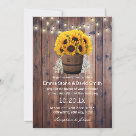 Convites Rústico Girassol Vinho De Cano De Canas De Caça Ca