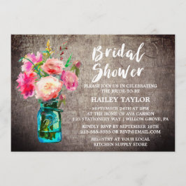 Convites Rústico Jar Mason com Chá de panela de Buquê