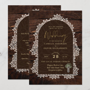 Convites Rústico Lace de Madeira de Casamento de Terras de 