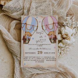 Convites Rústico Menino ou menina azul-rosa gênero de urso