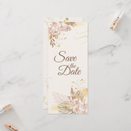 Convites Rustico Rosa e Floral Boho Dourado Salve a Data