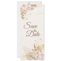 Rustico Rosa e Floral Boho Dourado Salve a Data