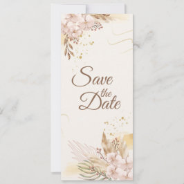 Convites Rustico Rosa e Floral Boho Dourado Salve a Data