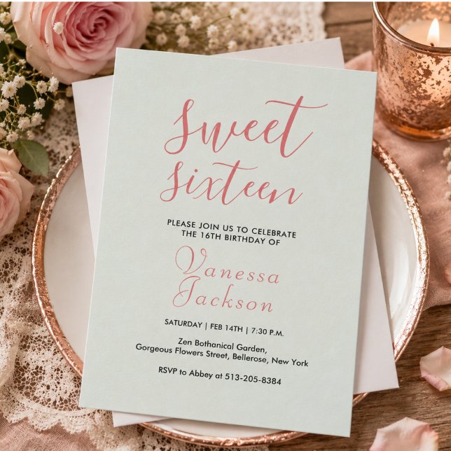 Convites Rustico rosa floral dourado para os doces dezessei (Rustic blush pink floral rose gold sweet sixteen invitation)
