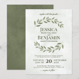 Convites Rústico Sage Elegante e Casamento Verde Oleícola