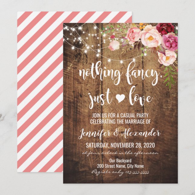 Convites Rústico Sem Frescuras Só Amor (Frente/Verso)