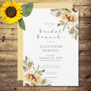 Convites Rústico Suave Grande Amarelo Girassóis Bridal Brun