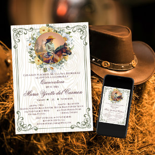 Convites Rústico Vintage Espanhol Mis Quince Quinceanera