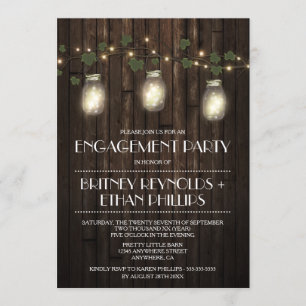 Convites rústicos da festa de noivado das luzes d