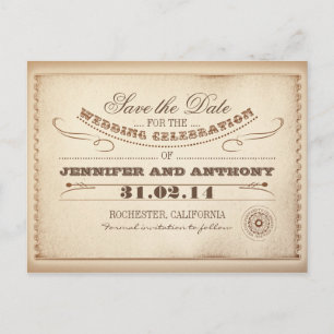 convites rústicos de save the date vintage em cart