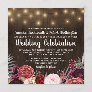 Convites rústicos do casamento da peônia de