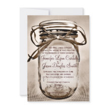 Convites rústicos do casamento do frasco de