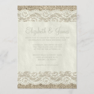 Convites rústicos do casamento do laço do marfim