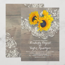 Rústicos Girassóis e Vintage Floral Lace Casamento