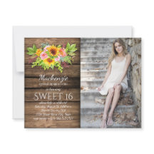 Rústicos Girassóis Peonies Barnwood Foto Sweet 16