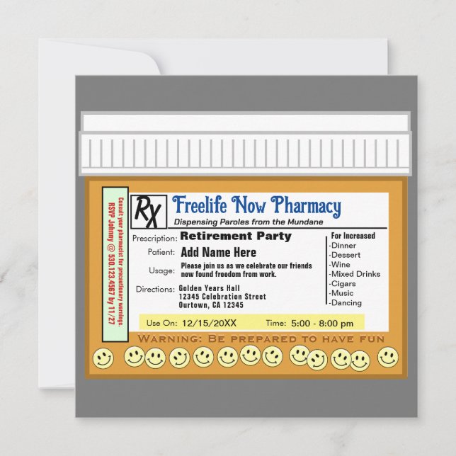 Convites RX da Parte de Reforma para Divertimento (Frente)