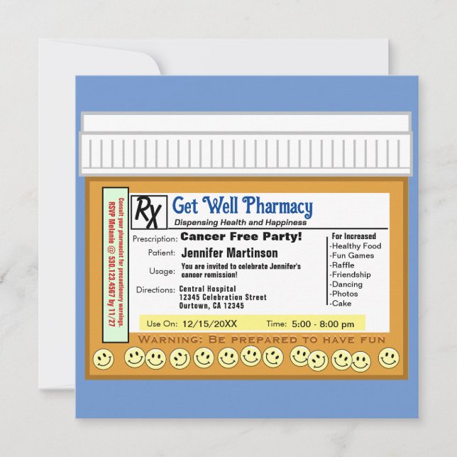 Convites RX isento de canceres para diversão (Frente)