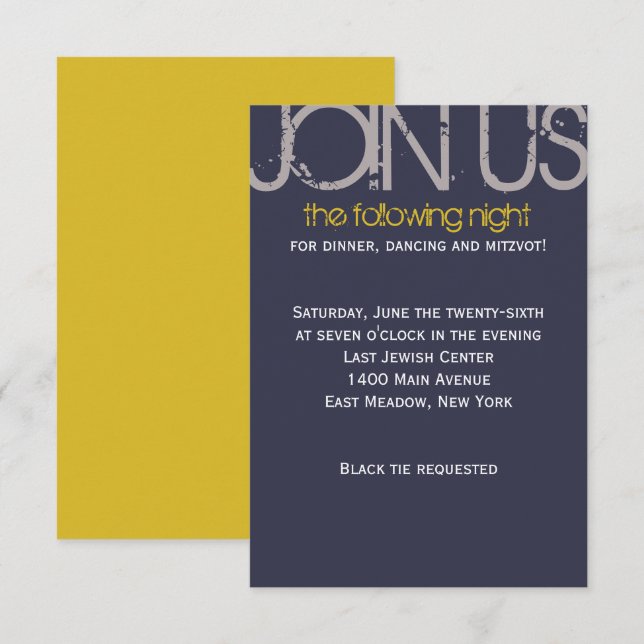 Convites S Monografias do Bar Inicial Bat Mitzvah (Frente/Verso)