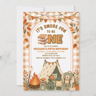 Convites S’more Fun to Be One Camping 1st Birthday