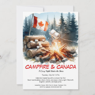 Convites S’mores, Histórias e Estrelas   Canadá Day Campfir