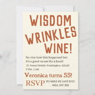 Convites Sabedoria personalizada enruga vinho engraçado ani