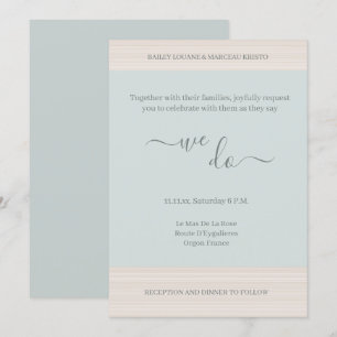 Convites Sábio Azul Elegante Fazemos Casamento De Stripes D