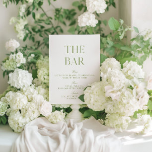 Convites Sábio Elegante - Sinal de Bar de Casamento Verde e