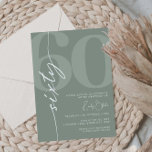Convites Sábio Minimalista Sessenta e sessenta Festa de ani<br><div class="desc">Este convite de festas de aniversário de 30 anos de tipografia minimalista é perfeito para uma festa de aniversário moderna. O design simples apresenta uma fonte branca clássica sobre fundo de sábio. Personalizável em qualquer cor. Mantenha o design mínimo e elegante, como está, ou personalize-o adicionando seus próprios gráficos e...</div>