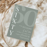 Convites Sábio Minimalista Sessenta e sessenta Festa de ani<br><div class="desc">Este convite de festas de aniversário de 30 anos de tipografia minimalista é perfeito para uma festa de aniversário moderna. O design simples apresenta uma fonte branca clássica sobre fundo de sábio. Personalizável em qualquer cor. Mantenha o design mínimo e elegante, como está, ou personalize-o adicionando seus próprios gráficos e...</div>