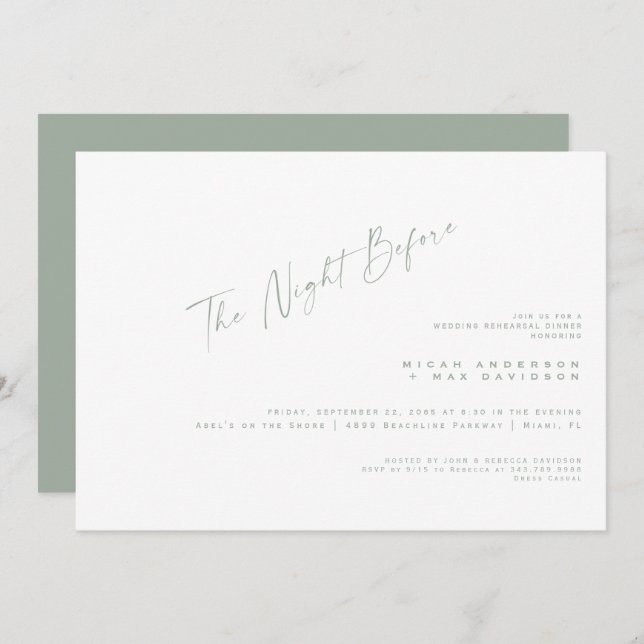 Convites Sábio Simples Na Noite Antes Do Janto De Ensaio (Frente/Verso)