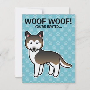 Convites Sable Cartoon Siberian Husky