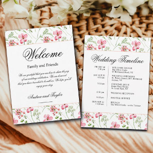 Convites Saco de Boas-Vindas de Casamento Floral com Carta 