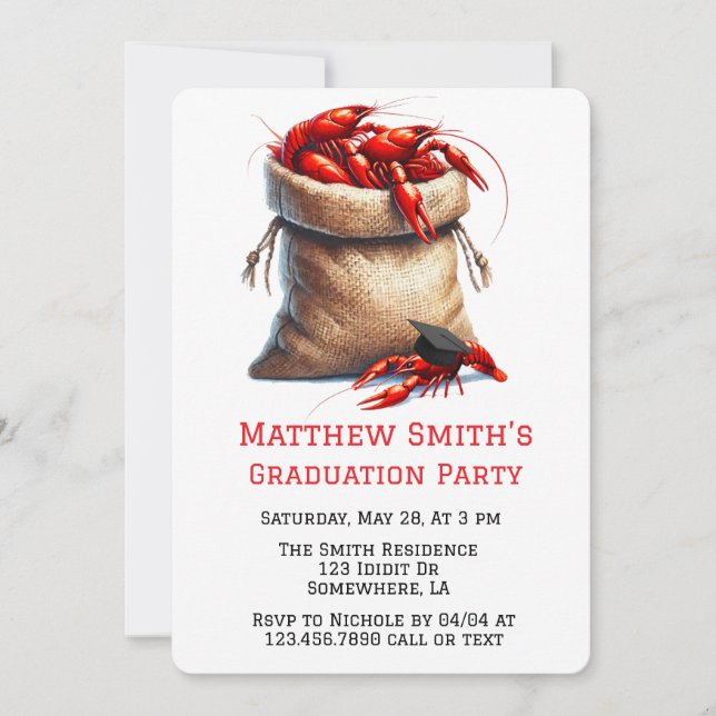 Convites Saco De Festa de formatura De Lagosta (Frente)