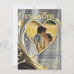 Convites Saco prateado e esplendor de flores Douradas