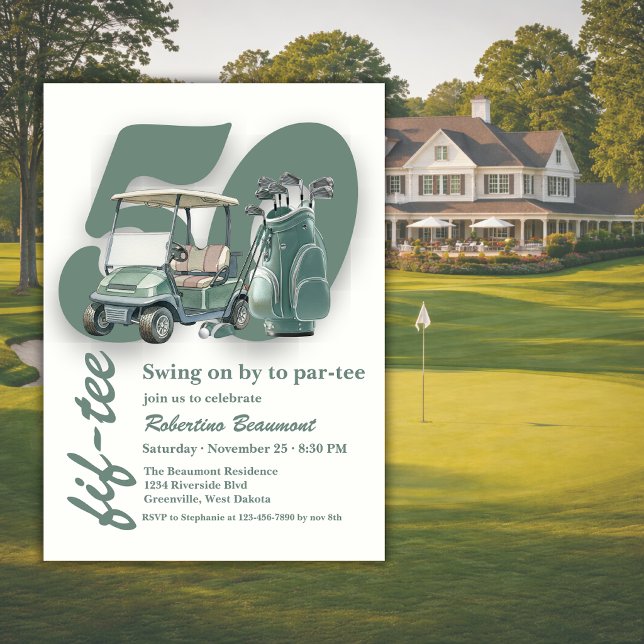Convites Sacos de Golfe Verde Clássico 50º Aniversário (Criador carregado)