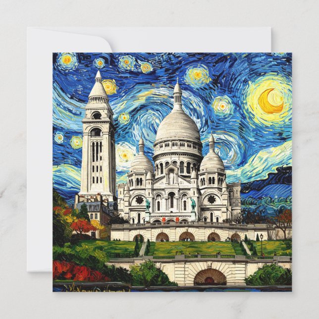 Convites Sacre-Coeur Paris França Noite Estrelada (Verso)