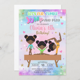Convites Sacudir de ginástica de salto e joga aniversário d