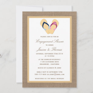 Convites Sacudir Flop Sandy Beach No Chá Do Noivado Burlap