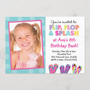 Convites Sacudir Flop Splash Birthday Bash