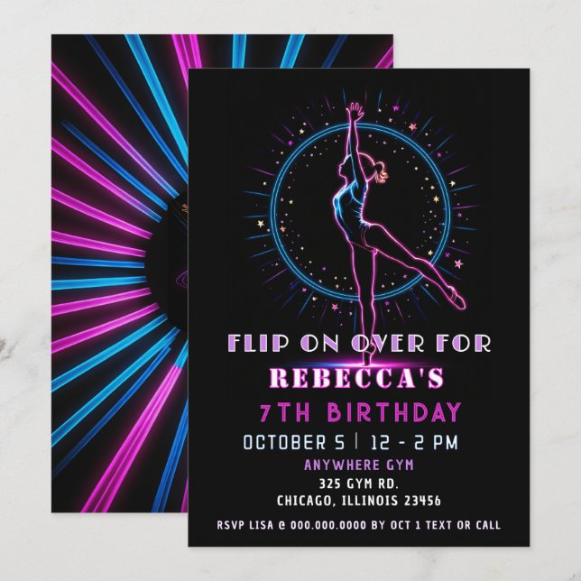 Convites Sacudir Sobre O Divertido Aniversário Do Brilho Ne (Frente/Verso)